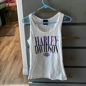 Harley-Davidson White and Purple Sleeveless Top